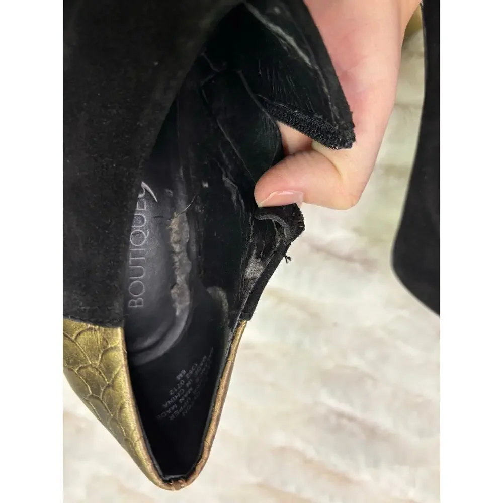 Boutique 9 Colton Black Suede Nine West Snake Gold Platform High Heels Size 6